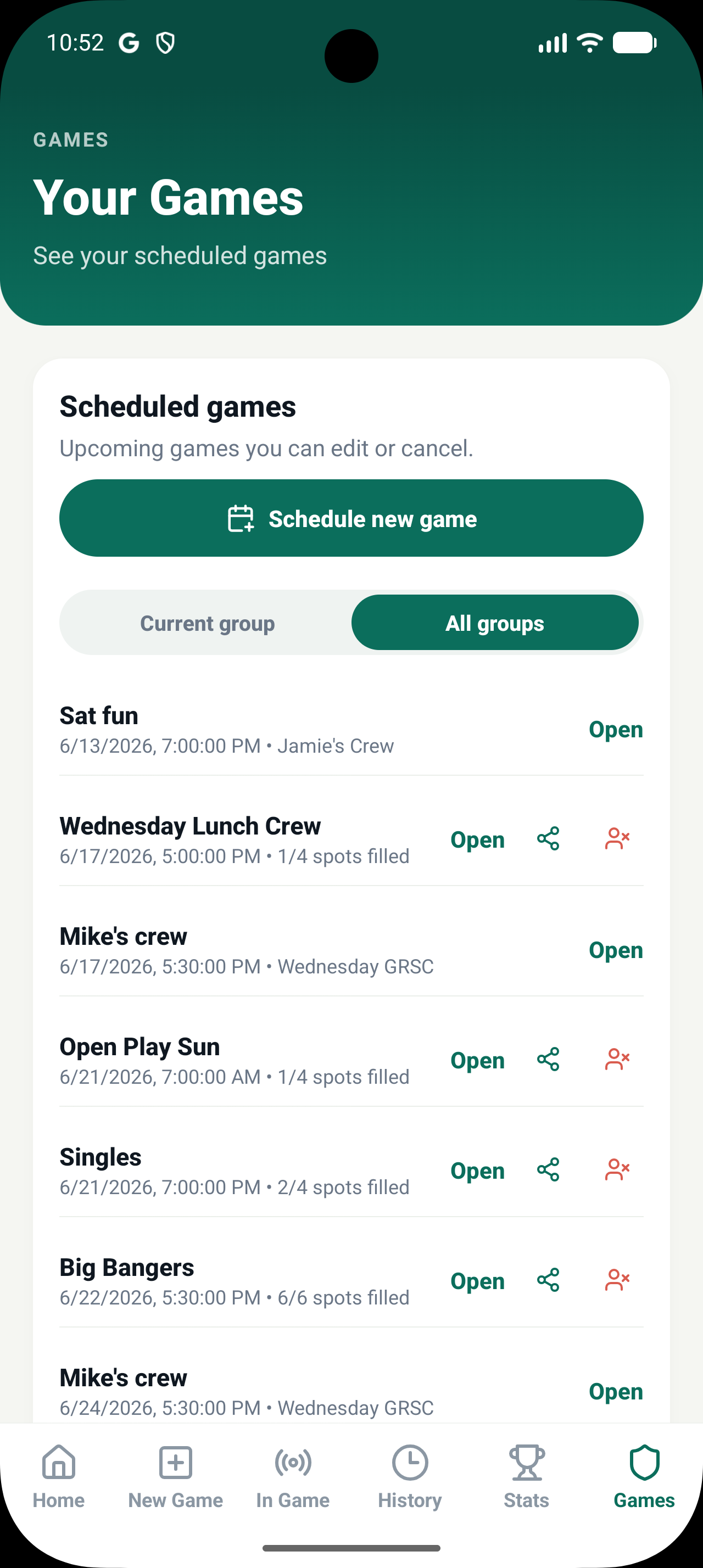 Scheduling a session