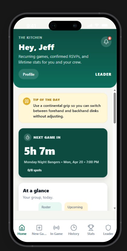 The Crew app home screen